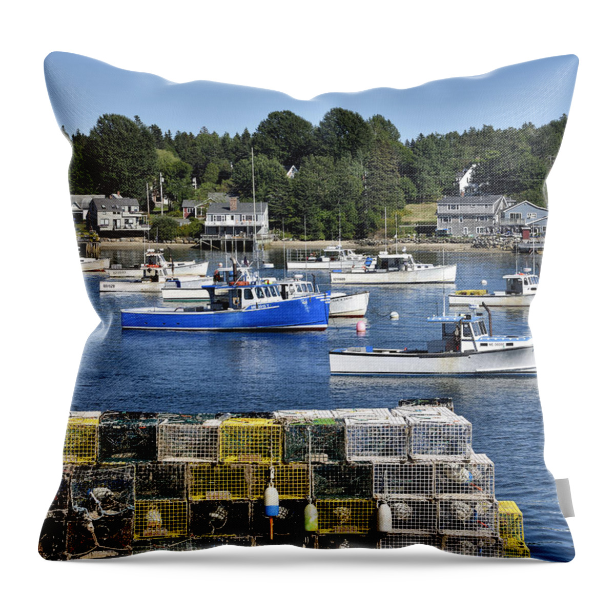maine Lobster Throw Pillow featuring the photograph Bass Harbor - Maine - Mt. Desert Island by Brendan Reals