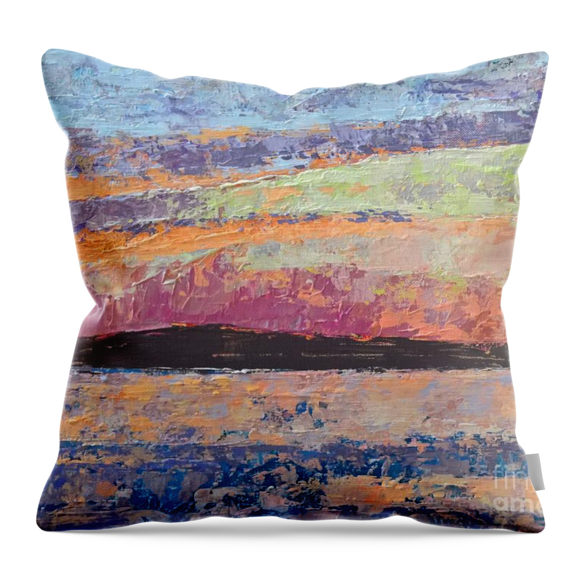 Original Acrylic Painting Throw Pillow featuring the painting Bass Lake, Michigan by Lisa Dionne
