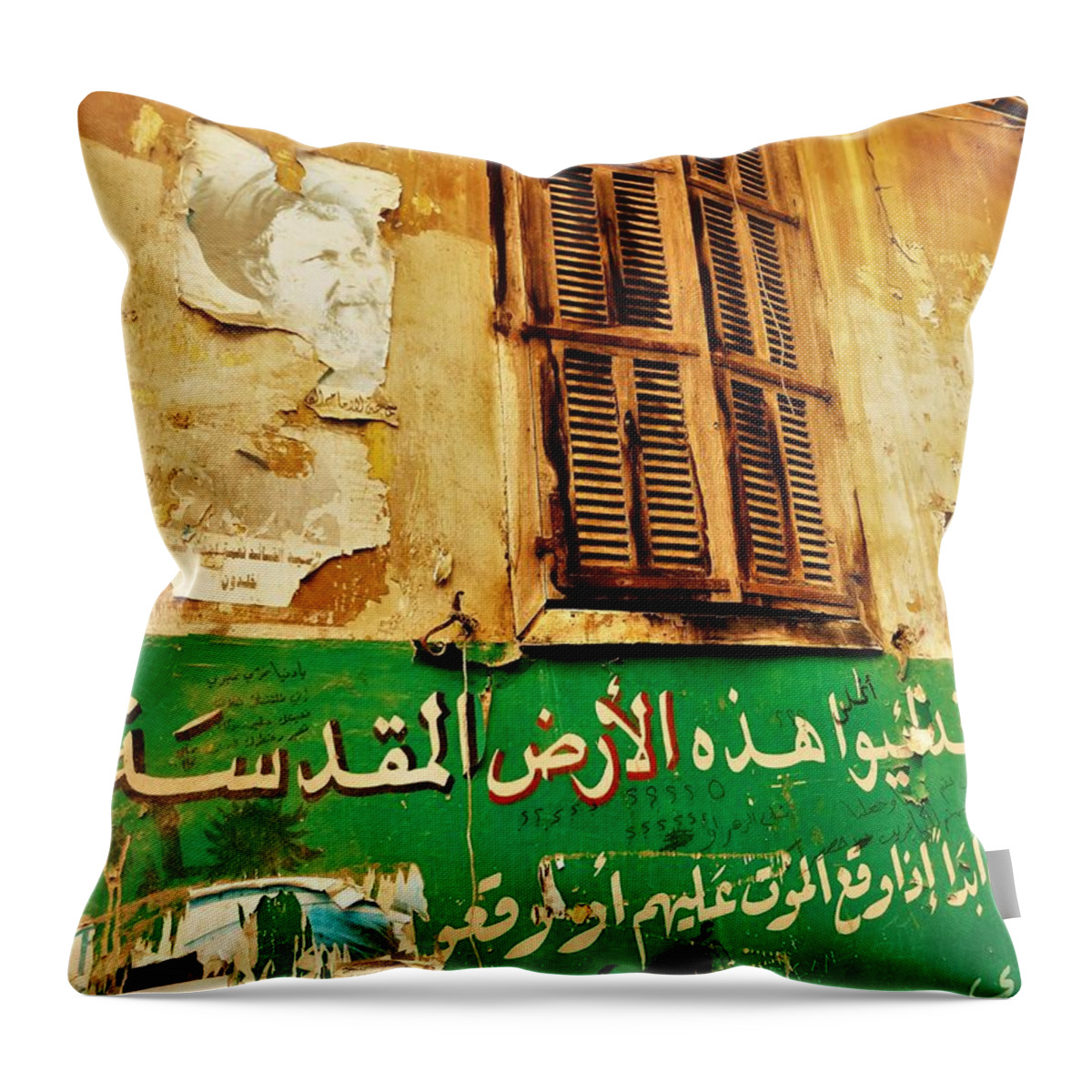 Beirut Throw Pillow featuring the photograph Basta Wall Art in Beirut by Funkpix Photo Hunter