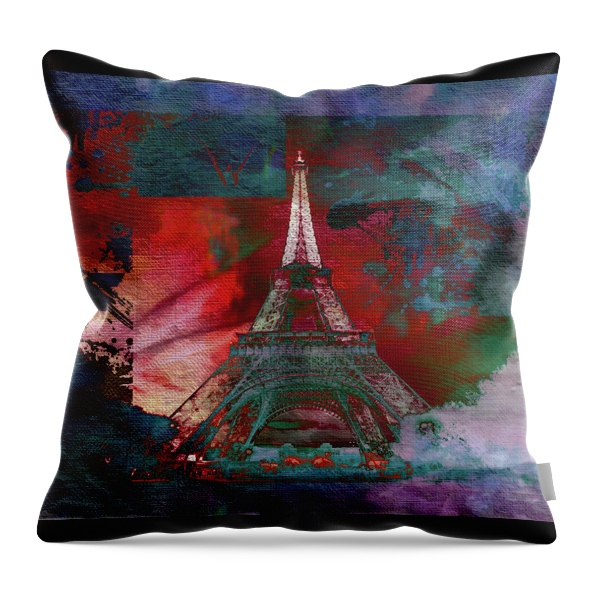 Paris Throw Pillow featuring the mixed media Bastille Day 3 by Priscilla Huber