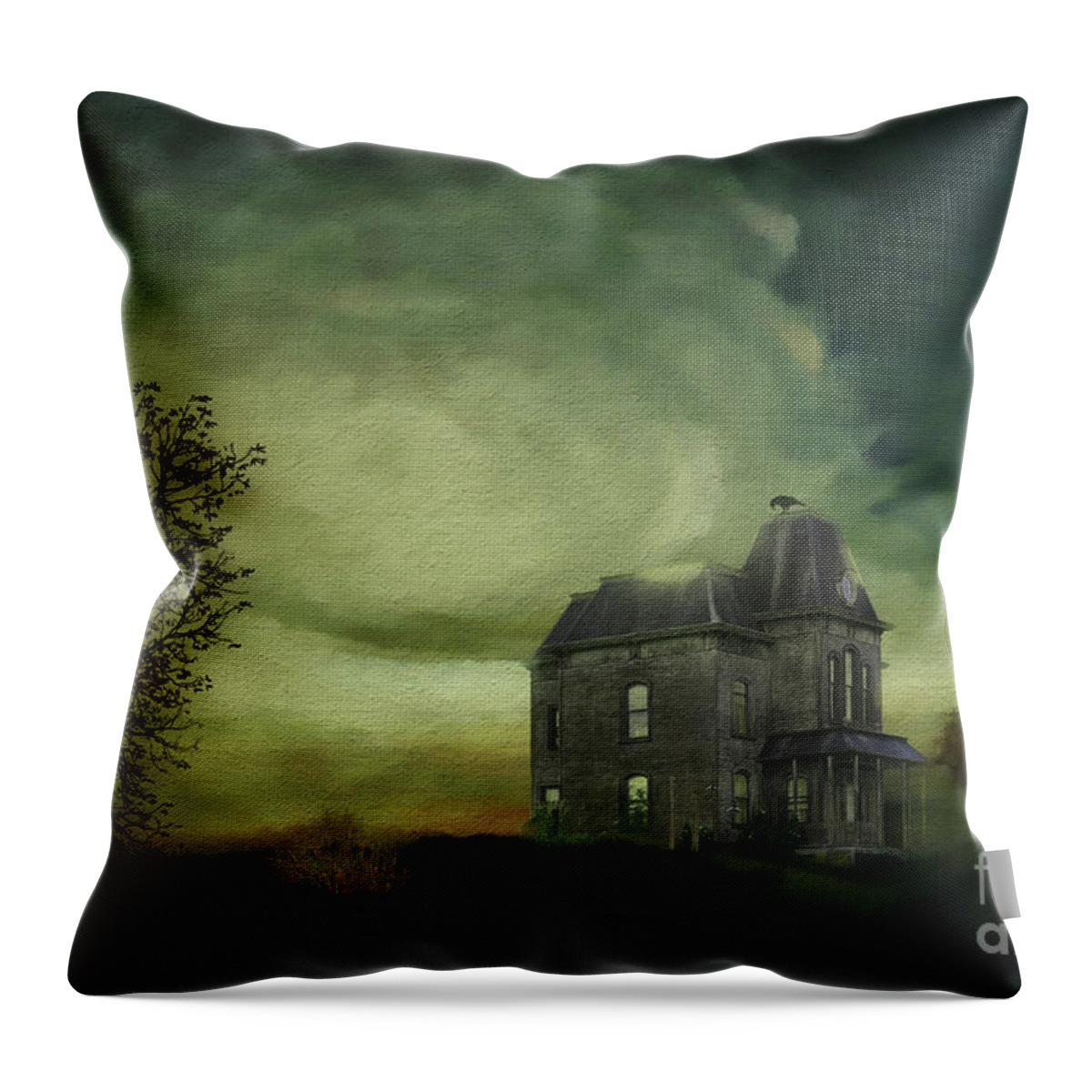 Bates Motel . Phsyco Throw Pillow featuring the mixed media Bates Residence by Jim Hatch