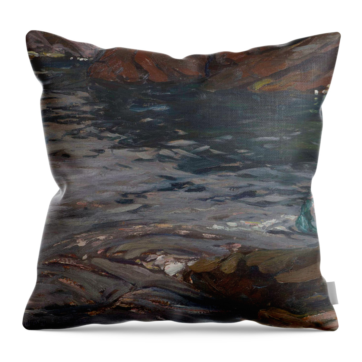 Bathing Pool Throw Pillow featuring the painting Bathing Pool by MotionAge Designs