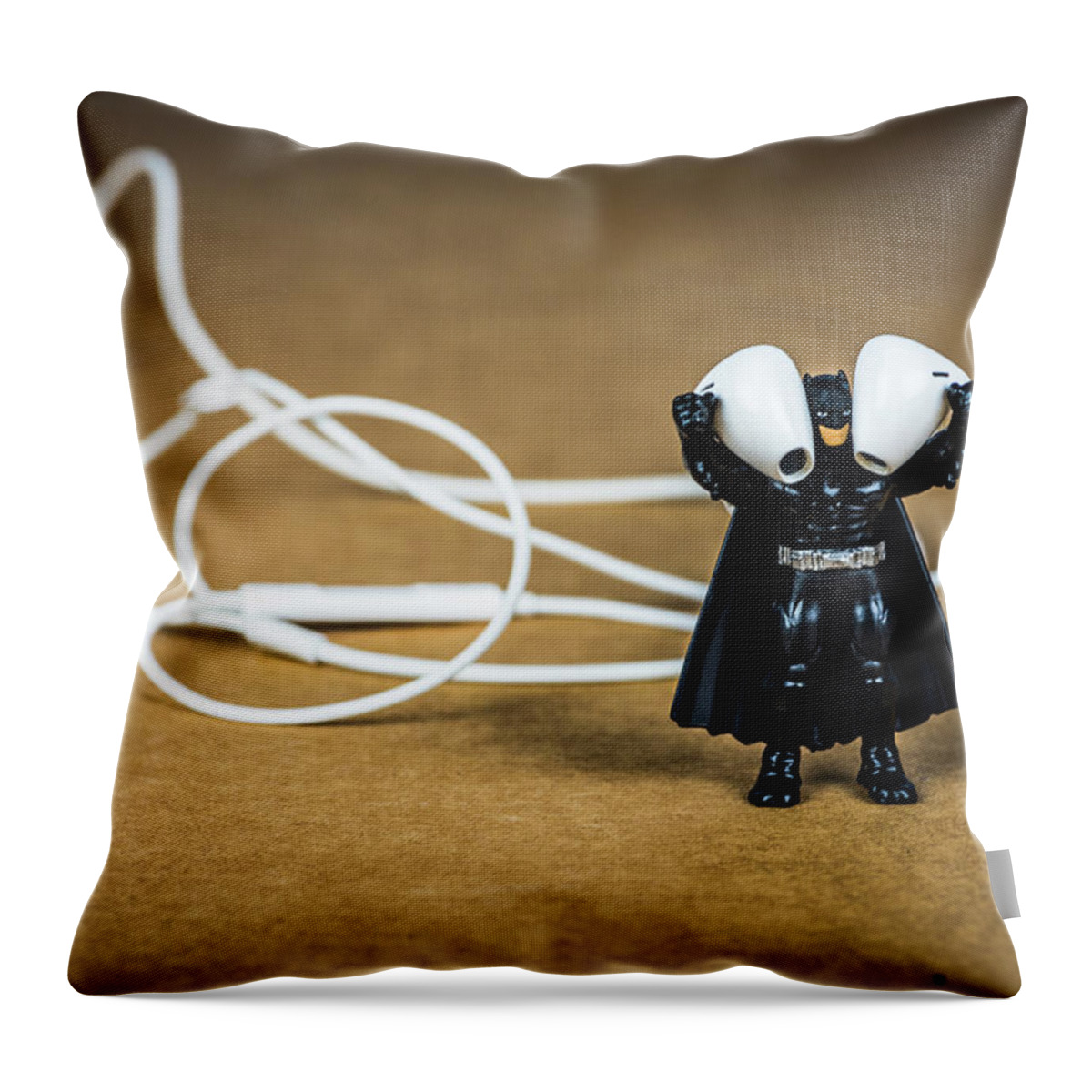 Batman Throw Pillow featuring the photograph Batman Likes Music Too by Tammy Ray