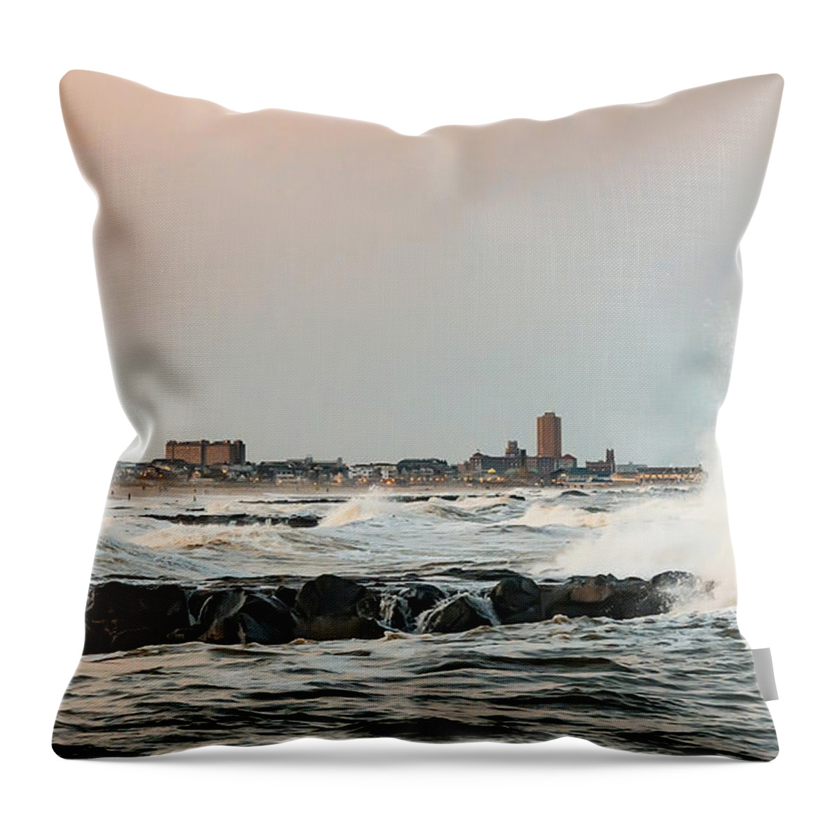 Shark River Inlet Throw Pillow featuring the photograph Battering The Shark River Inlet by Gary Slawsky