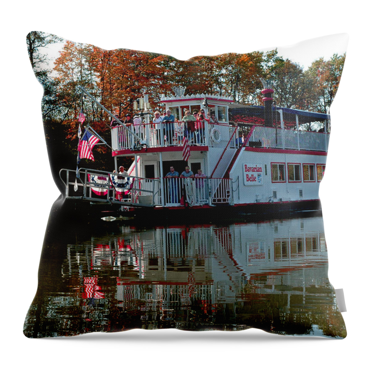 Usa Throw Pillow featuring the photograph Bavarian Belle Riverboat by LeeAnn McLaneGoetz McLaneGoetzStudioLLCcom