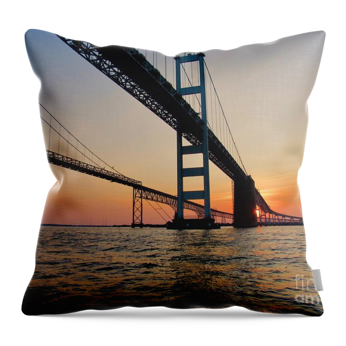 Chesapeake Bay Bridge Throw Pillow featuring the photograph Bay Bridge by Nancy Patterson