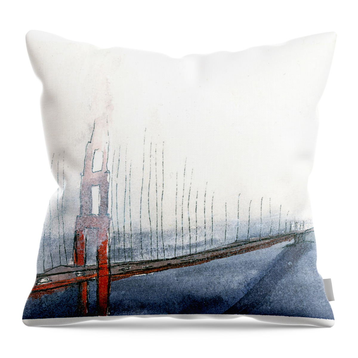 San Francisco Throw Pillow featuring the mixed media Bay Bridge by Tonya Doughty