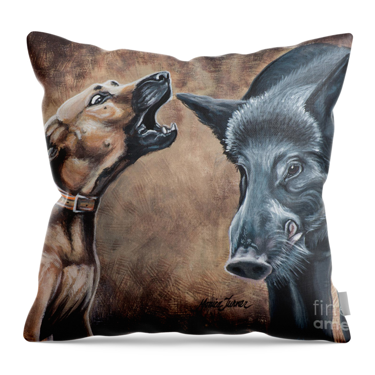 Dog Throw Pillow featuring the painting Baydog by Monica Turner