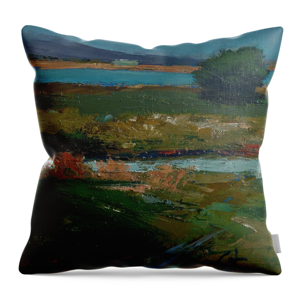 Plein Air Throw Pillow featuring the painting Baylalnds by Gary Coleman