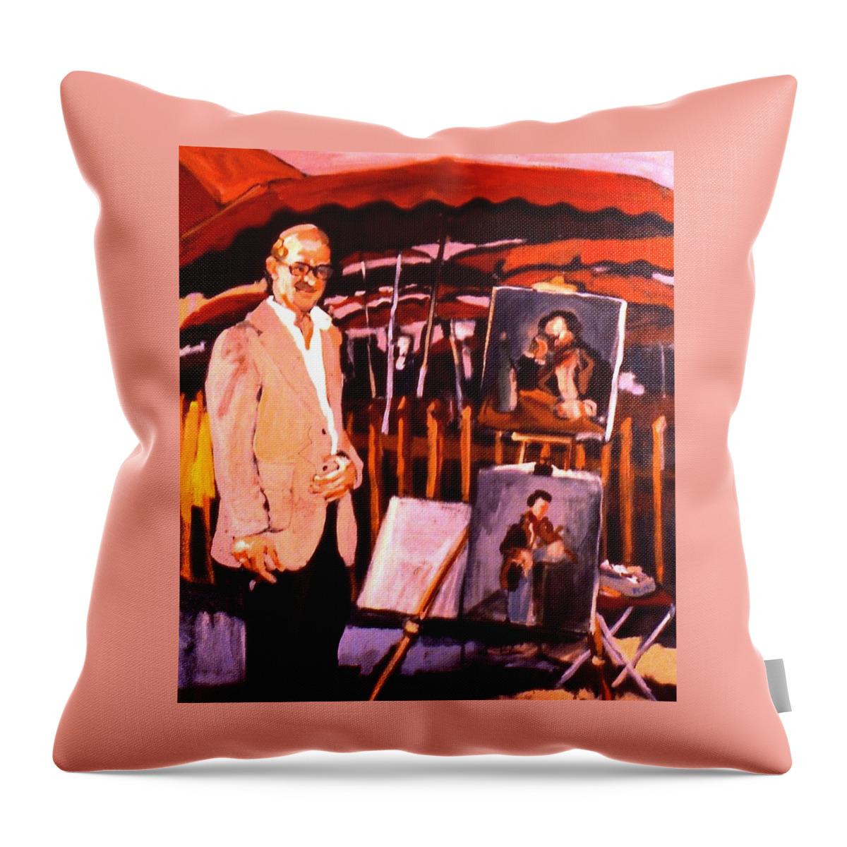 Broadway Bar And Grill Throw Pillow featuring the painting B B and G by Les Leffingwell