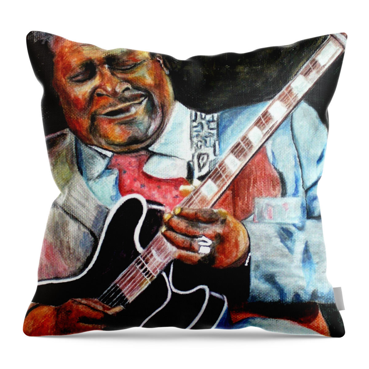 Bbking Throw Pillow featuring the painting BBKing by Frances Marino