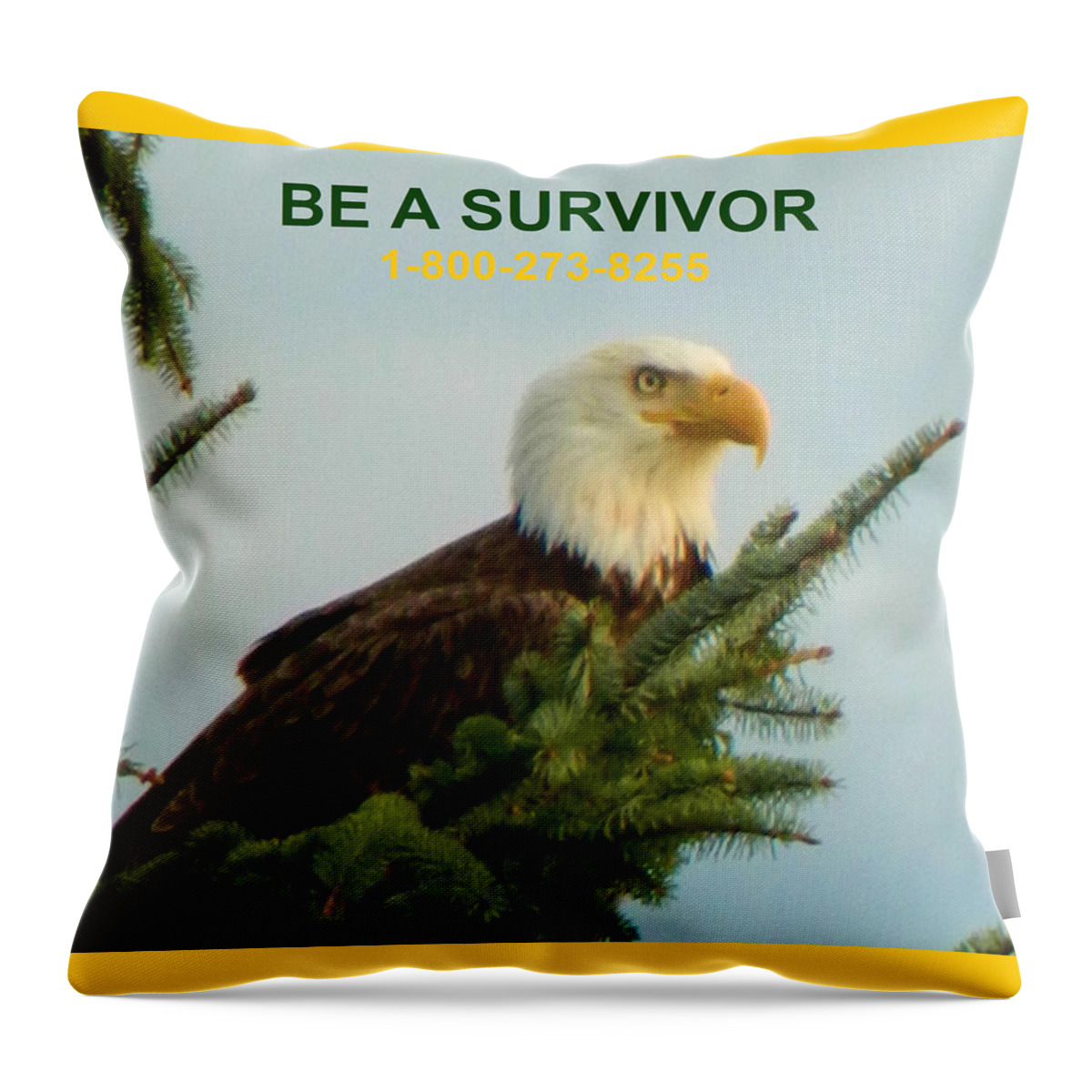 Eagles Throw Pillow featuring the photograph Be A Survivor with phone number by Gallery Of Hope 