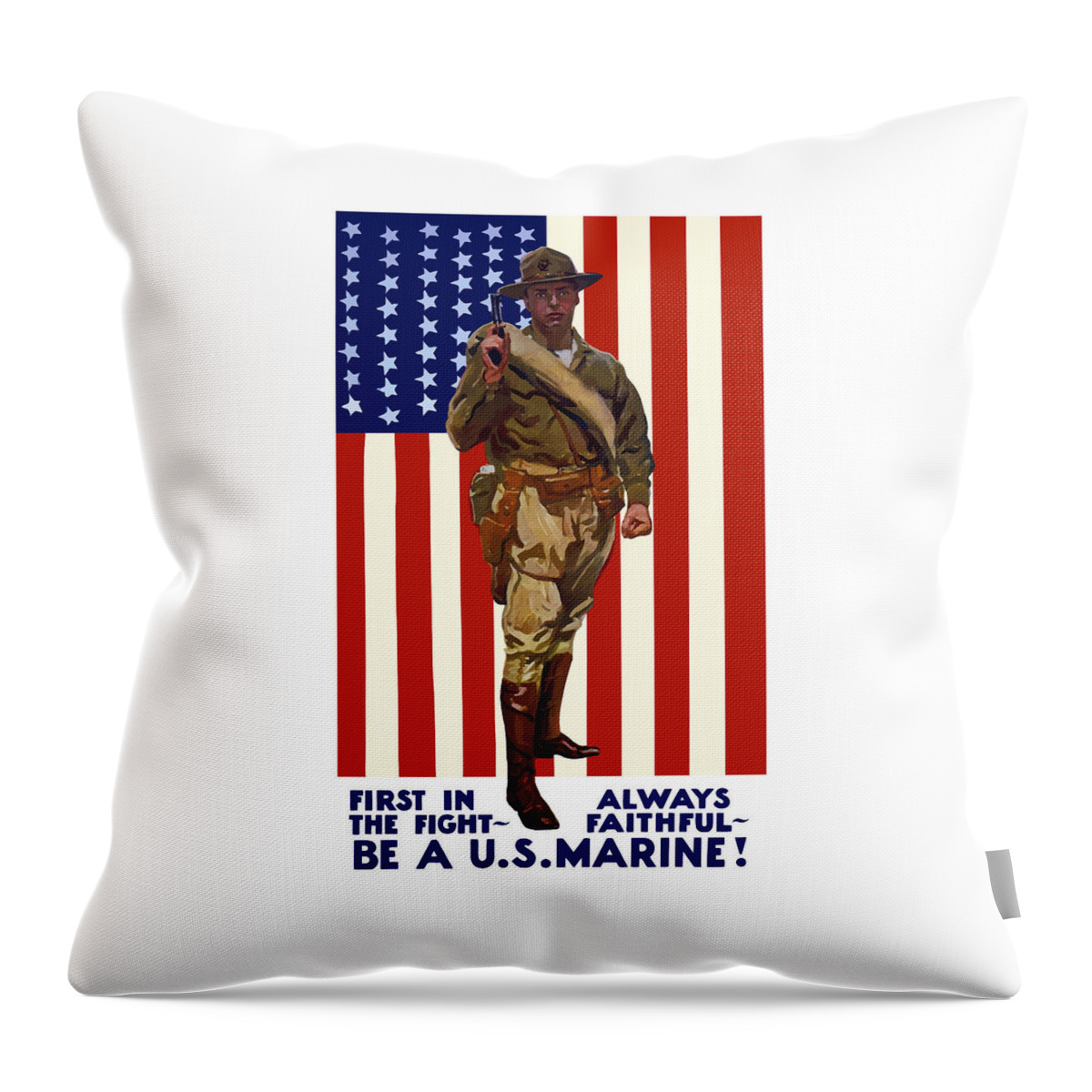 Marine Corps Throw Pillow featuring the painting Be A US Marine by War Is Hell Store