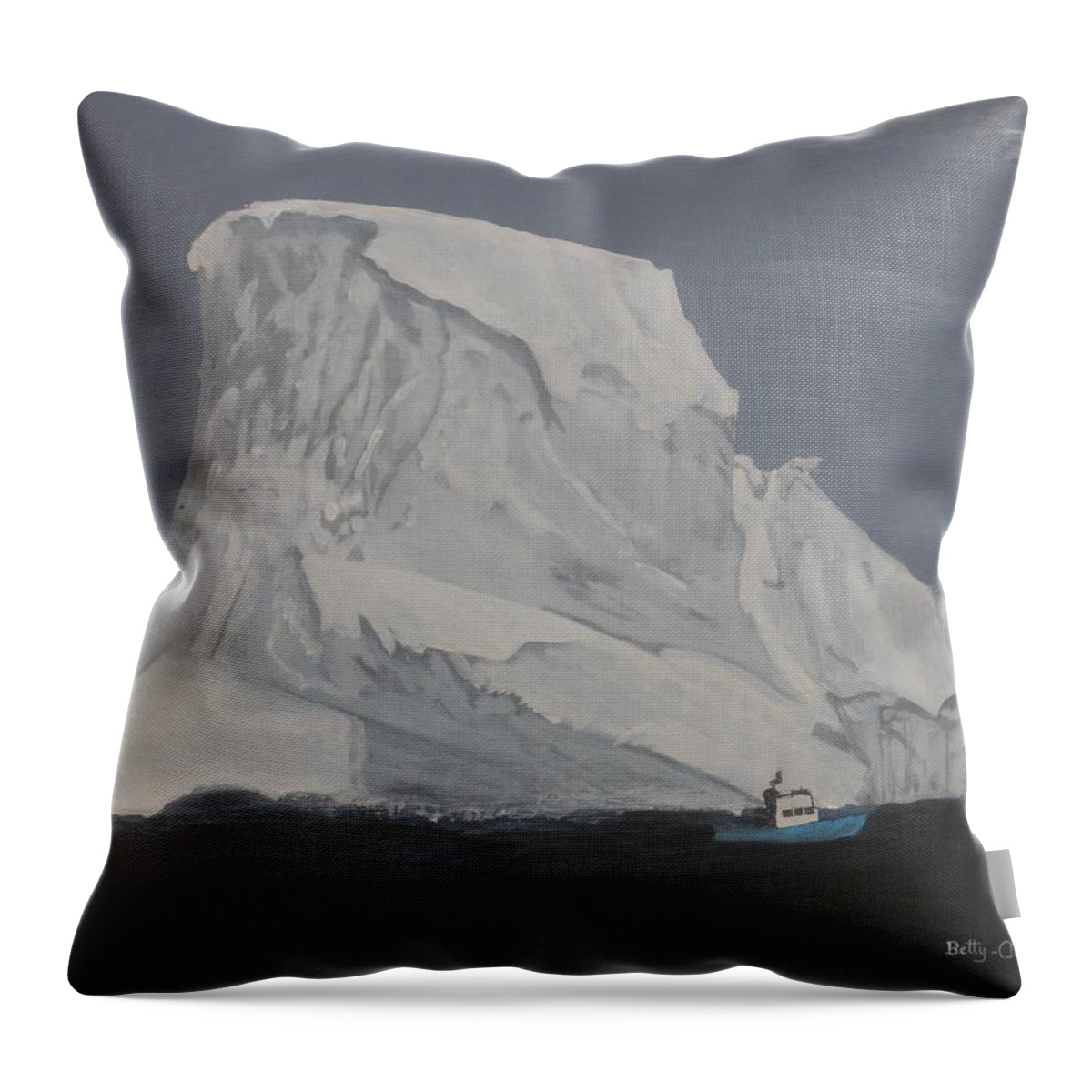 Iceberg Throw Pillow featuring the painting Be Careful by Betty-Anne McDonald