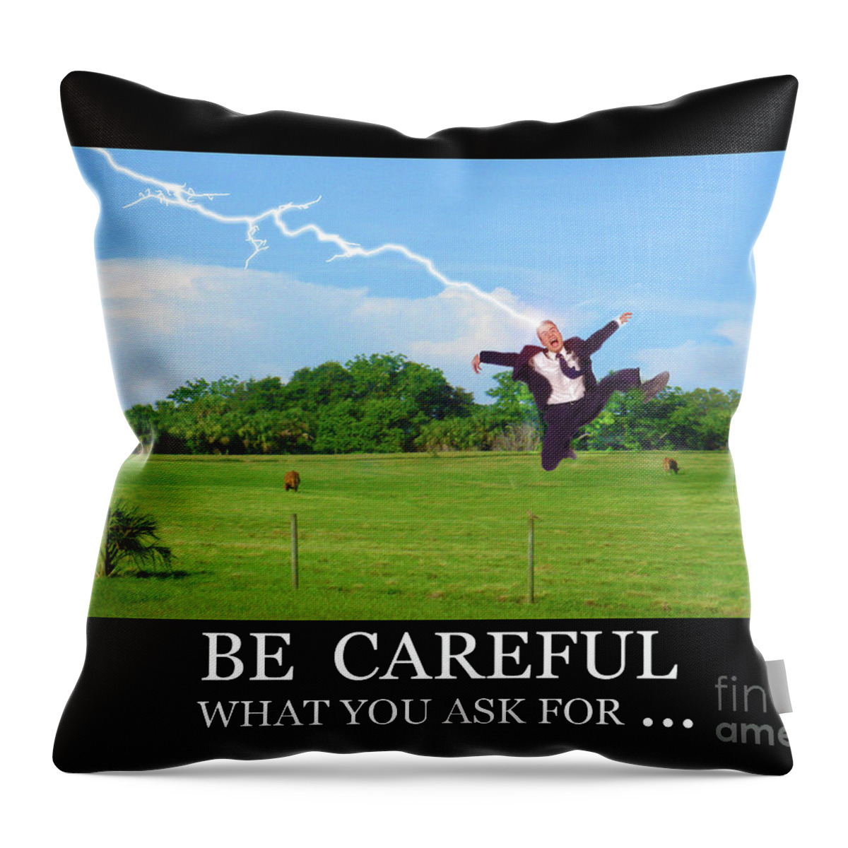 Lighting Throw Pillow featuring the photograph Be careful of what you ask for by Larry Mulvehill
