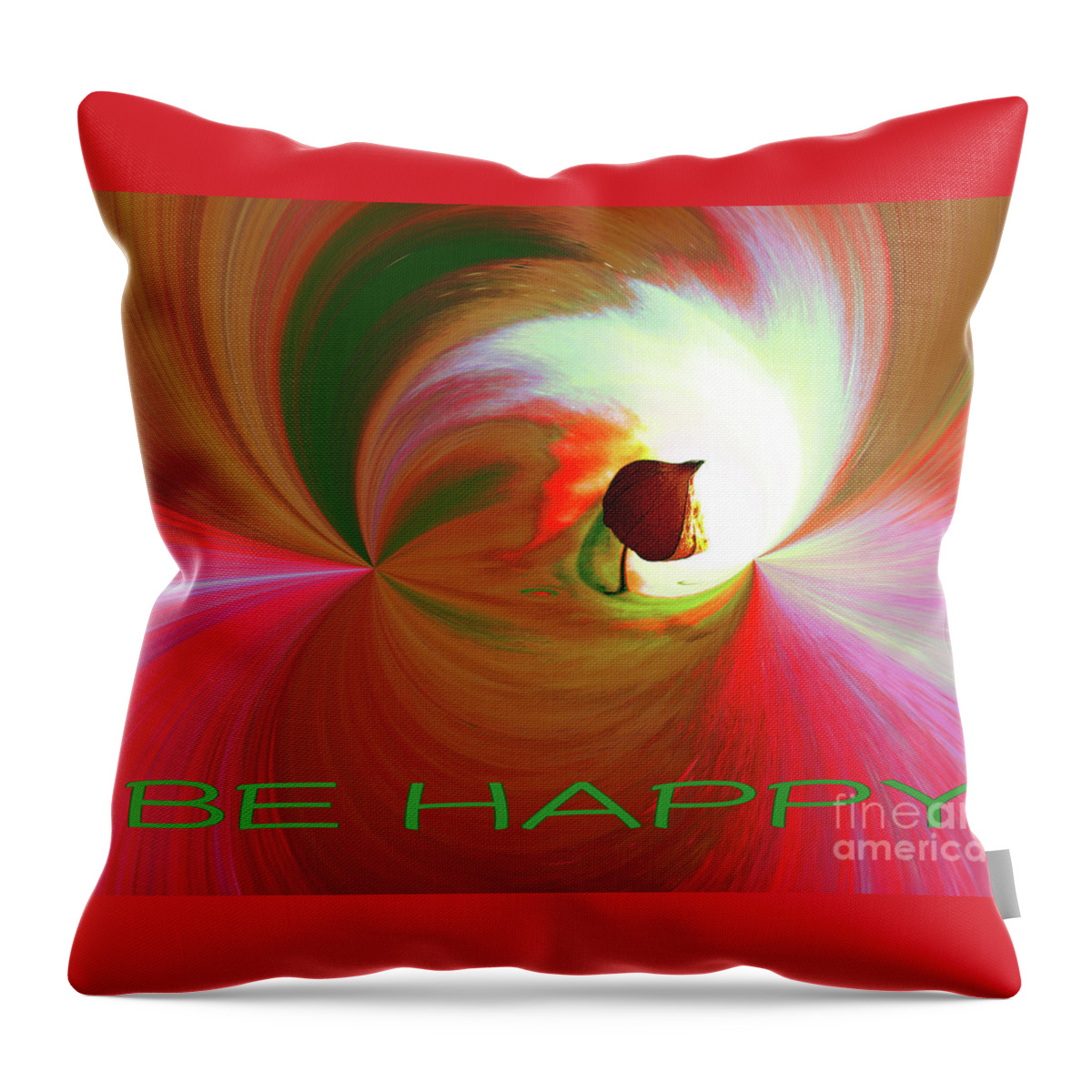 Be Happy Throw Pillow featuring the digital art Be Happy, red-rose with Physalis by Eva-Maria Di Bella