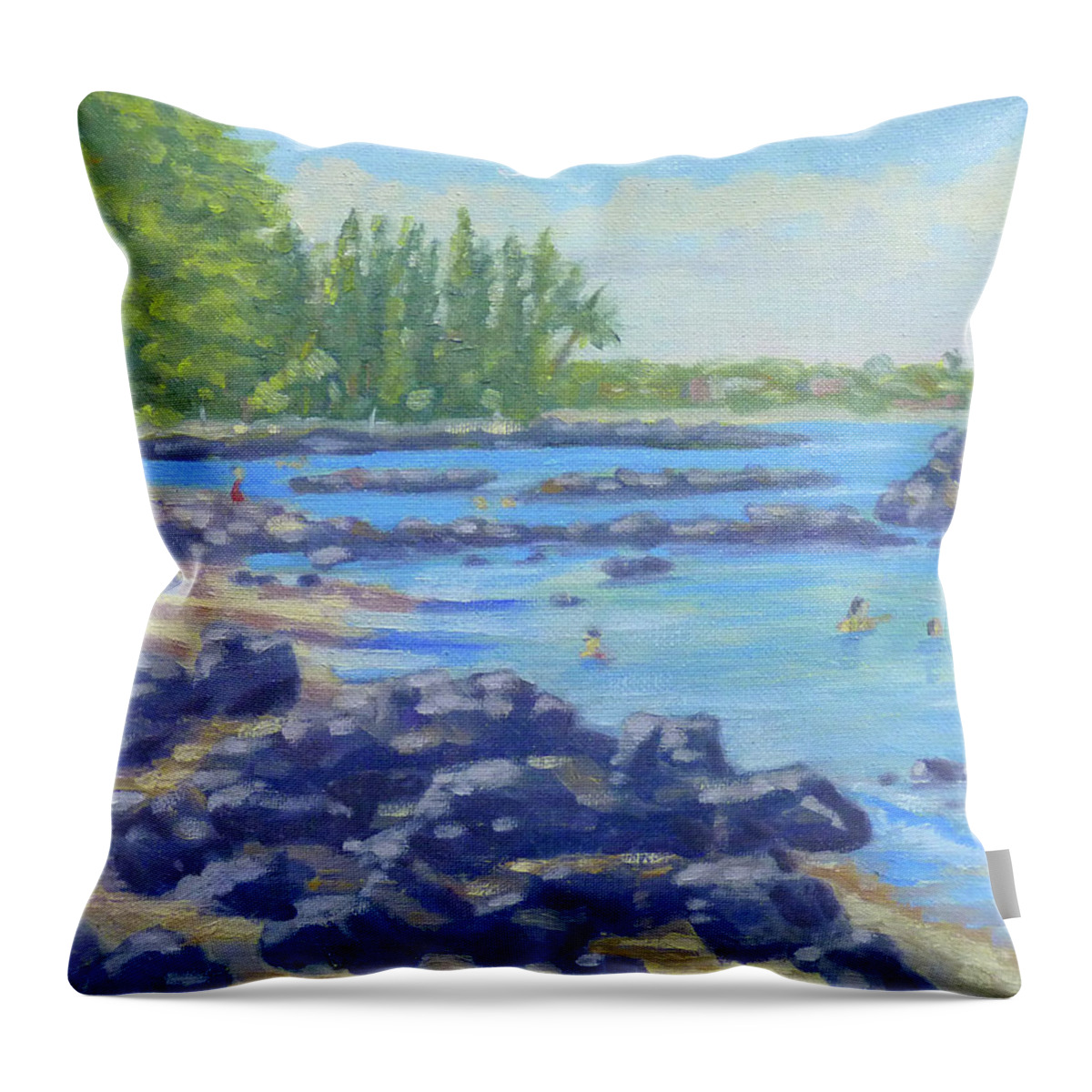 Landscape Throw Pillow featuring the painting Beach 69 South by Stan Chraminski