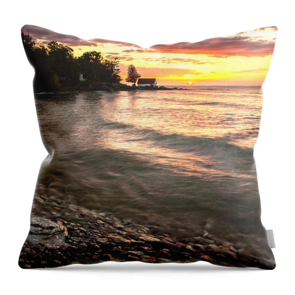  Washington Island Throw Pillow featuring the photograph Beach awakens by David Heilman