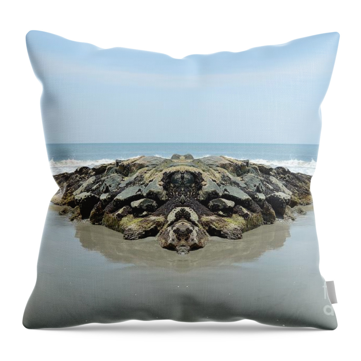 Barrier Throw Pillow featuring the mixed media Beach Barrier by Beverly Shelby