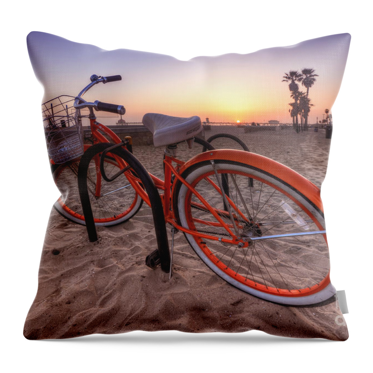 Yhun Suarez Throw Pillow featuring the photograph Beach Bike by Yhun Suarez