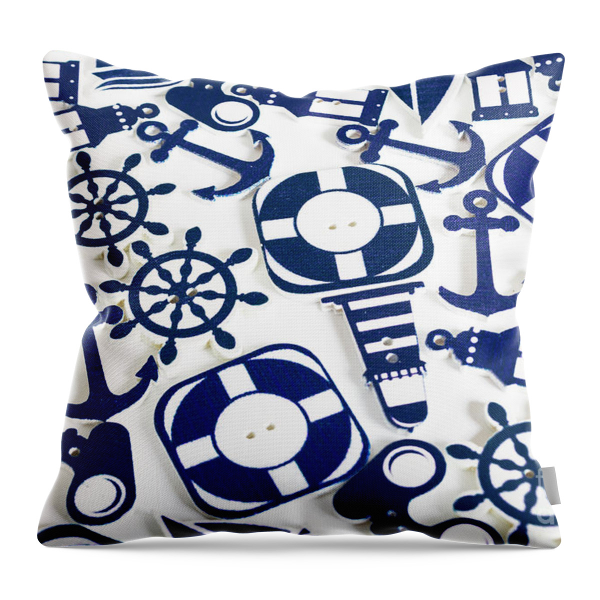 Seafaring Throw Pillow featuring the photograph Beach blue background by Jorgo Photography