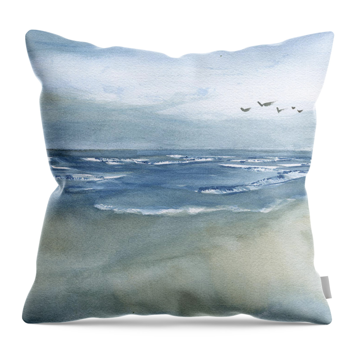 Beach Blue Throw Pillow featuring the painting Beach Blue by Frank Bright