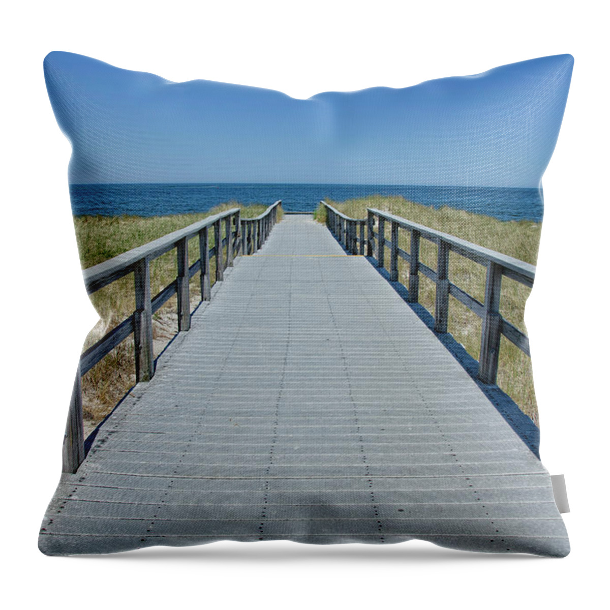 Beach Throw Pillow featuring the photograph Beach Boardwalk by Donna Doherty