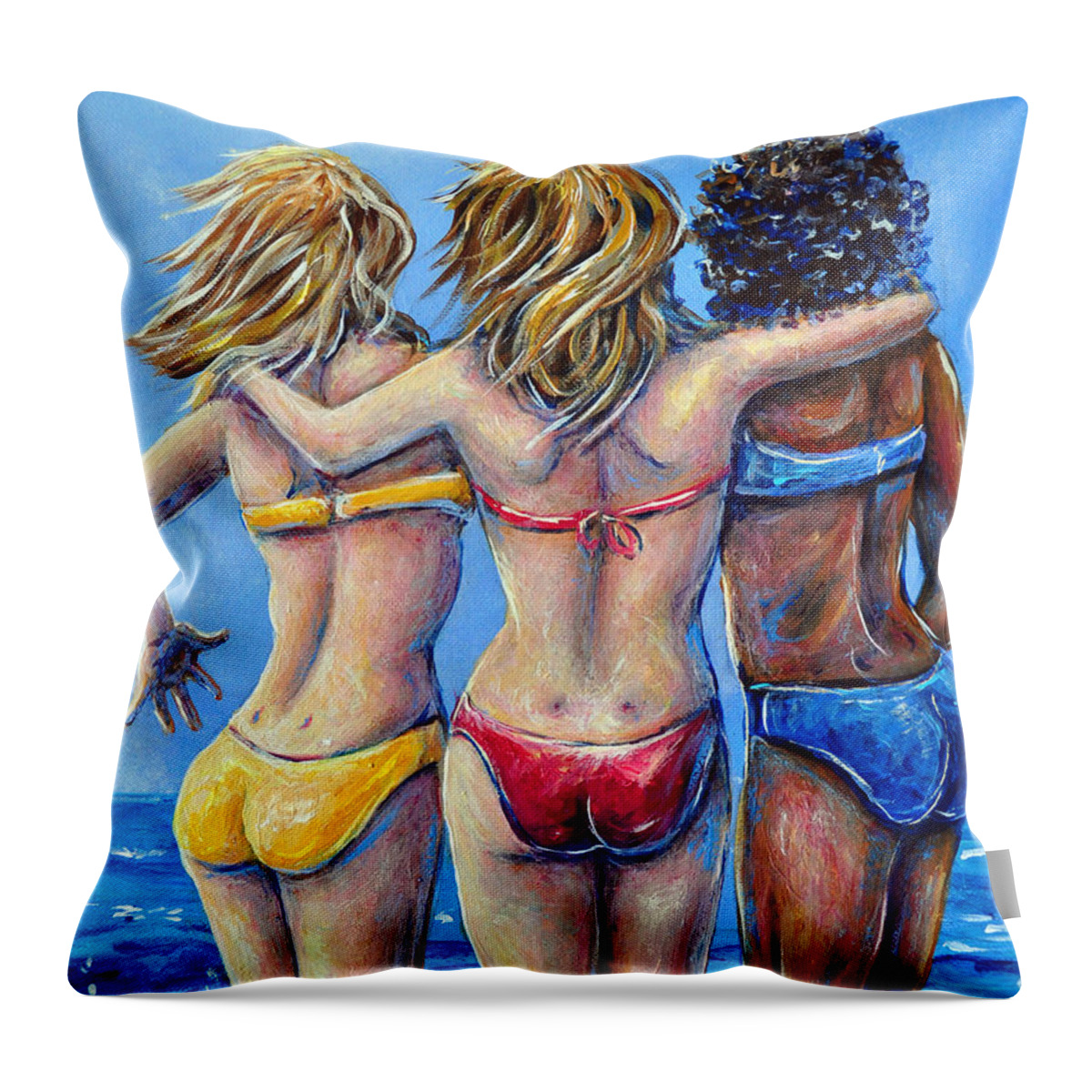 Beach Throw Pillow featuring the painting Beach Bums by Gail Butler