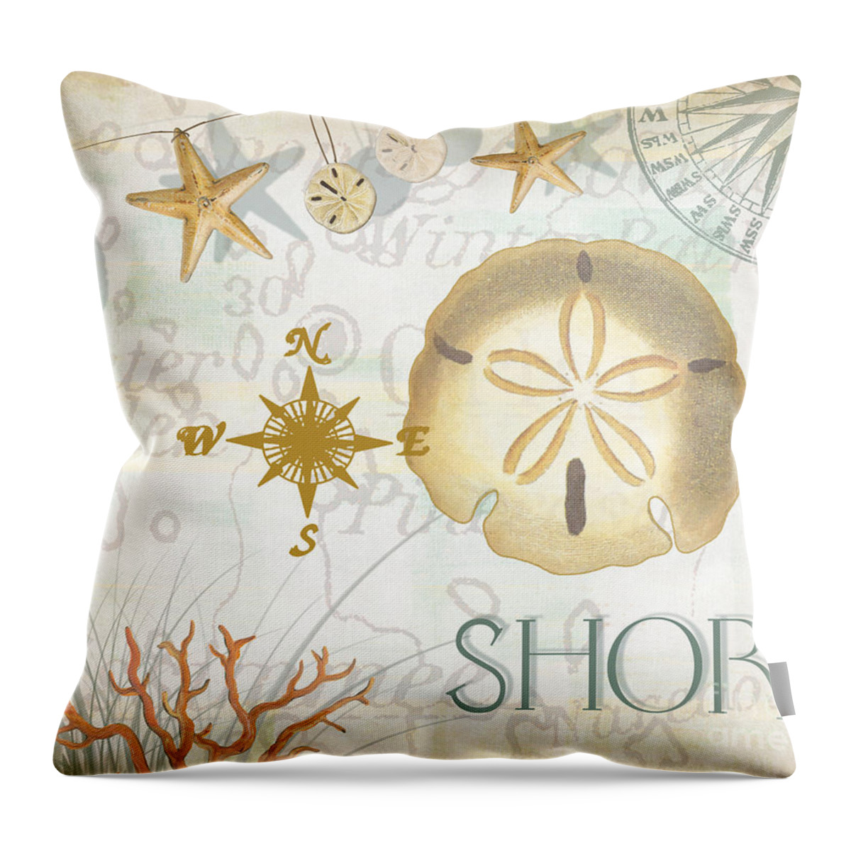Beach Throw Pillow featuring the mixed media Beach Collage D by Grace Pullen