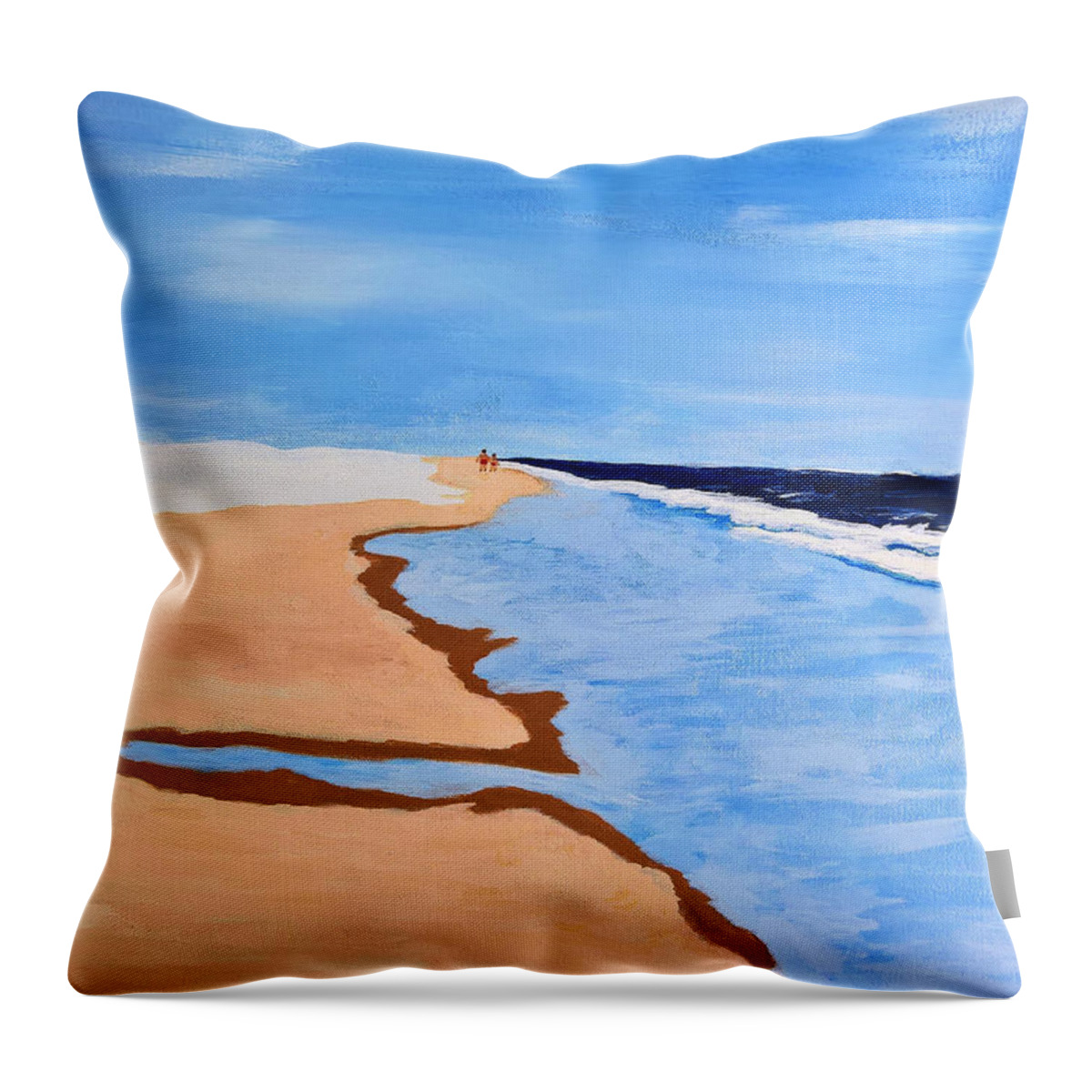 Mark C. Jackson Throw Pillow featuring the painting Beach Combers by Mark C Jackson