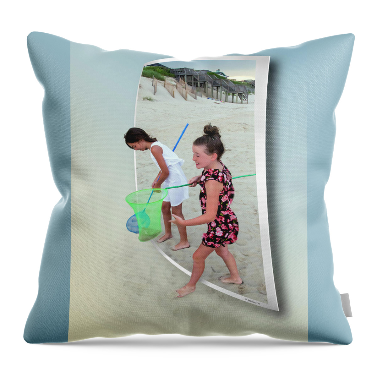 2d Throw Pillow featuring the photograph Beach Combing - OOF by Brian Wallace