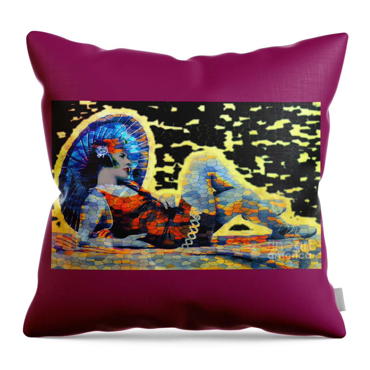 Pop Art Throw Pillow featuring the digital art Beach Girl 1920s - Pop art by Ian Gledhill