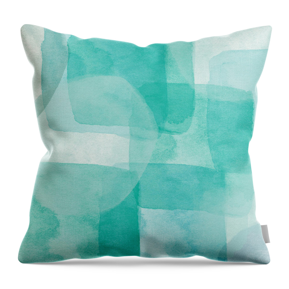 Abstract Throw Pillow featuring the painting Beach Glass- Abstract Art by Linda Woods by Linda Woods