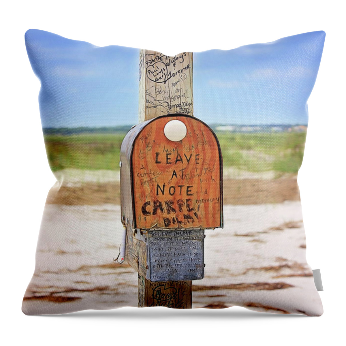 Beach Throw Pillow featuring the photograph Beach Mail by Sharon McConnell