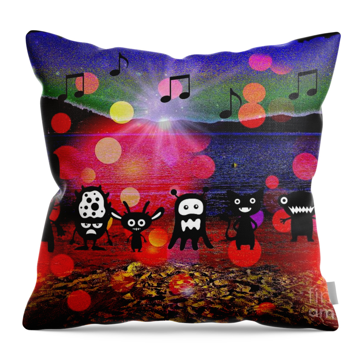 Fun Throw Pillow featuring the mixed media Beach Party Critters by Leanne Seymour