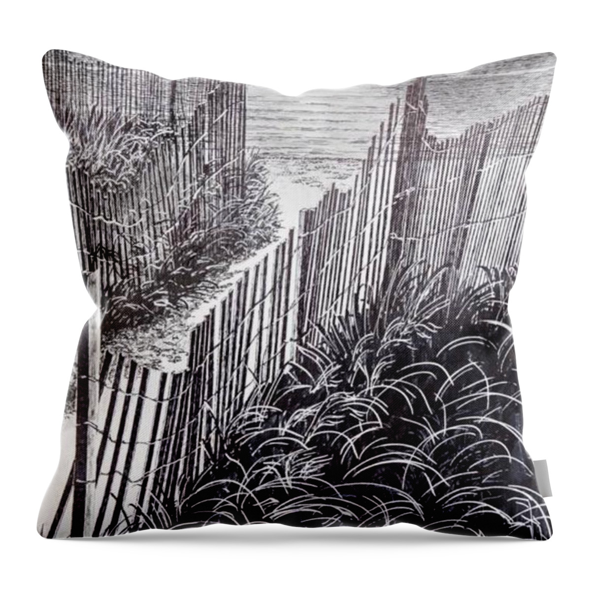 Pen And Ink Throw Pillow featuring the drawing Beach Path by Betsy Carlson Cross