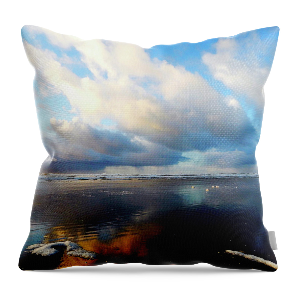 Waldport Throw Pillow featuring the photograph Beach Rain by Gary Olsen-Hasek