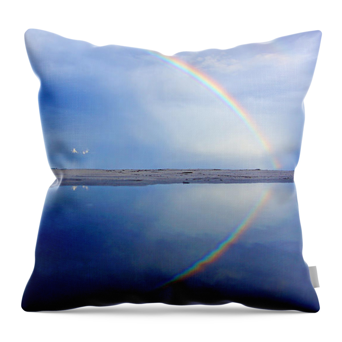 Rainbow Throw Pillow featuring the photograph Beach Rainbow Reflection by Lawrence S Richardson Jr