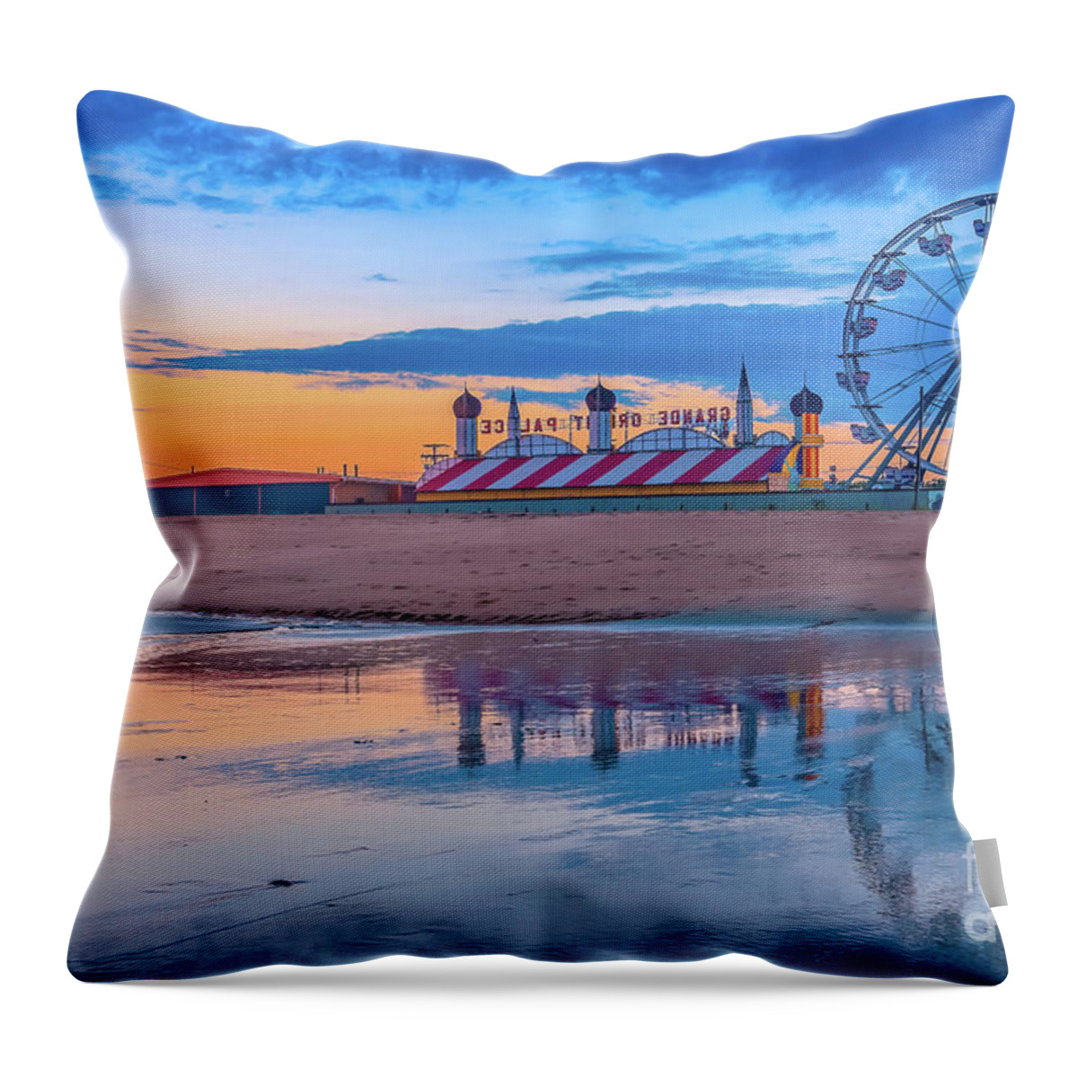 Beach Throw Pillow featuring the photograph Beach reflections by Claudia M Photography