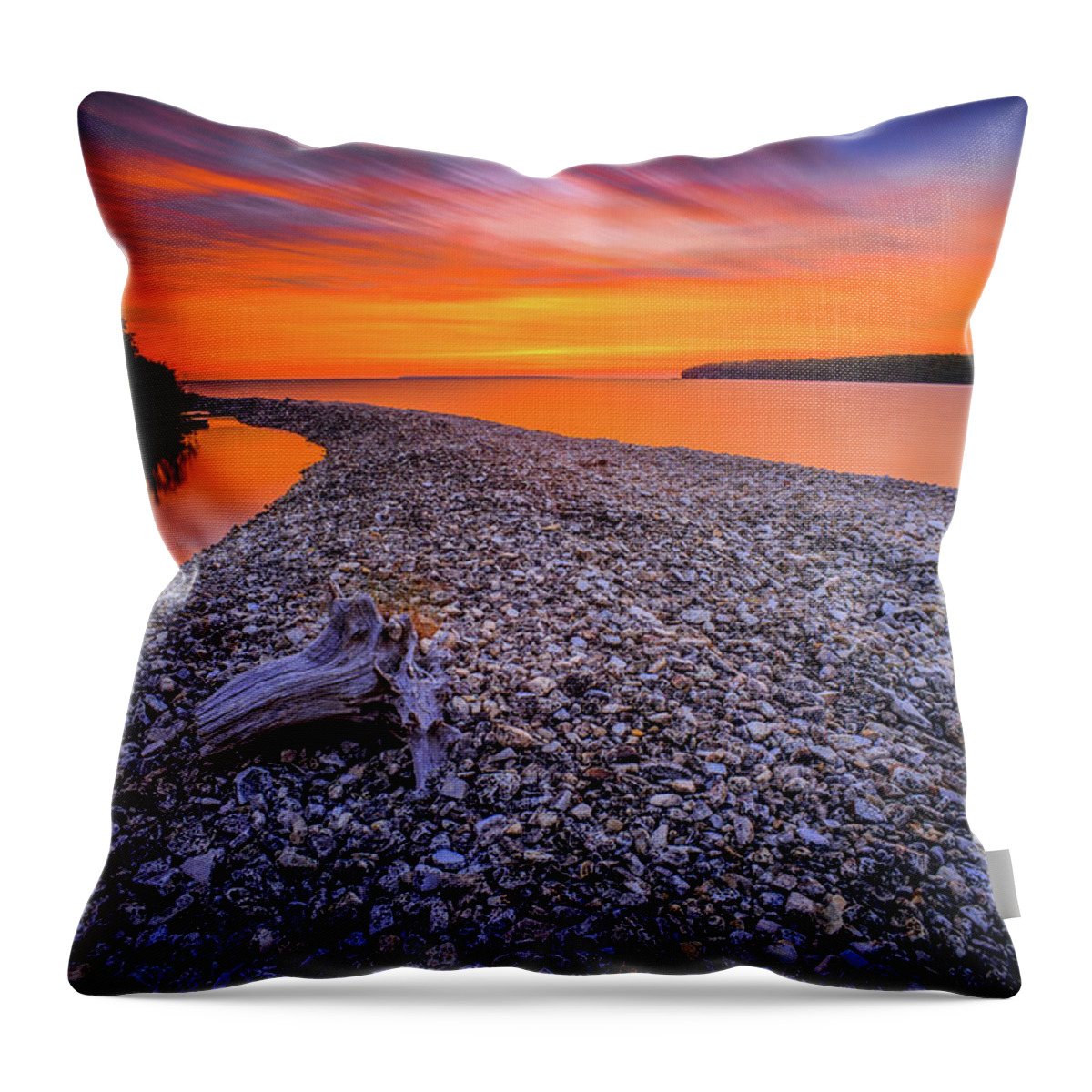 Wisconsin Throw Pillow featuring the photograph Beach Road by David Heilman