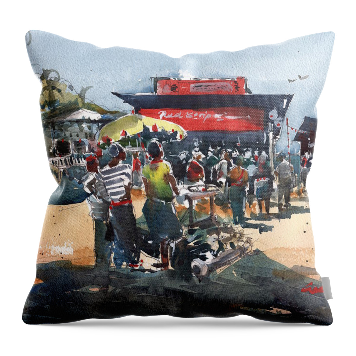 Jamaica Throw Pillow featuring the painting Beach show Jamaica by Gaston McKenzie