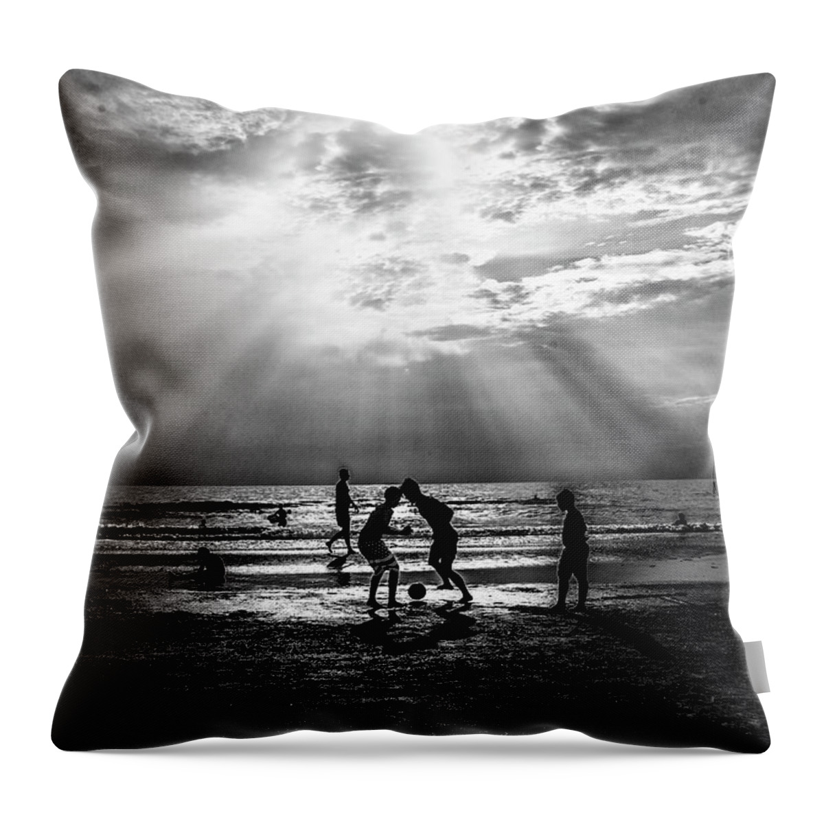 Beach Throw Pillow featuring the photograph Beach Soccer by Kevin Cable