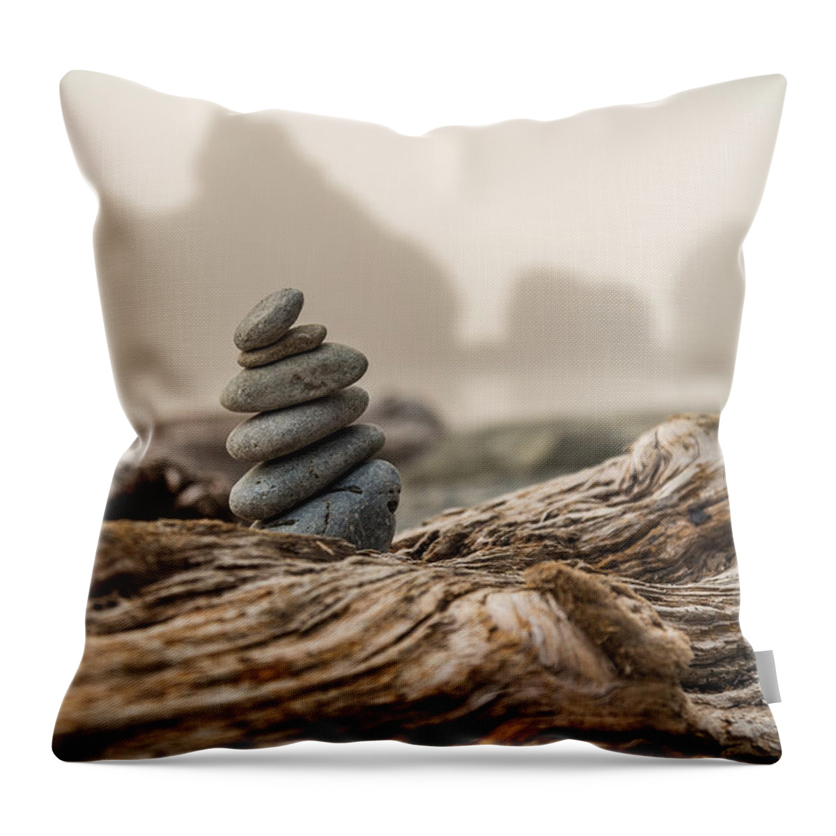 Cairn Throw Pillow featuring the photograph Beach Stack by Kristopher Schoenleber