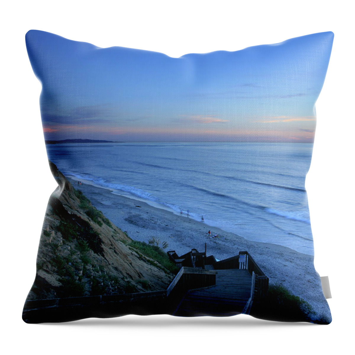 Landscape Throw Pillow featuring the photograph Beach Stairs at Dusk by Scott Cunningham