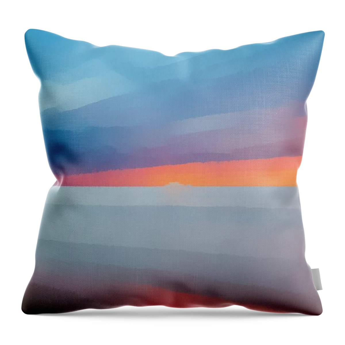 Beach Throw Pillow featuring the painting Beach Sunset Seven by Edward Fielding