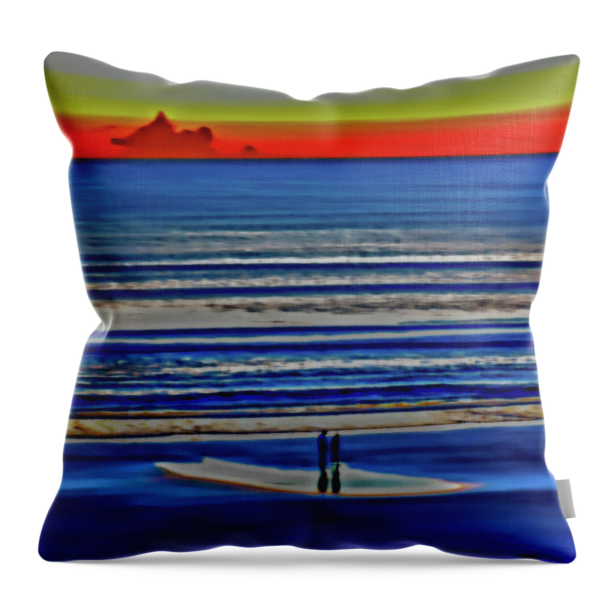 Beach Throw Pillow featuring the photograph Beach Walking at Sunrise by Gina O'Brien