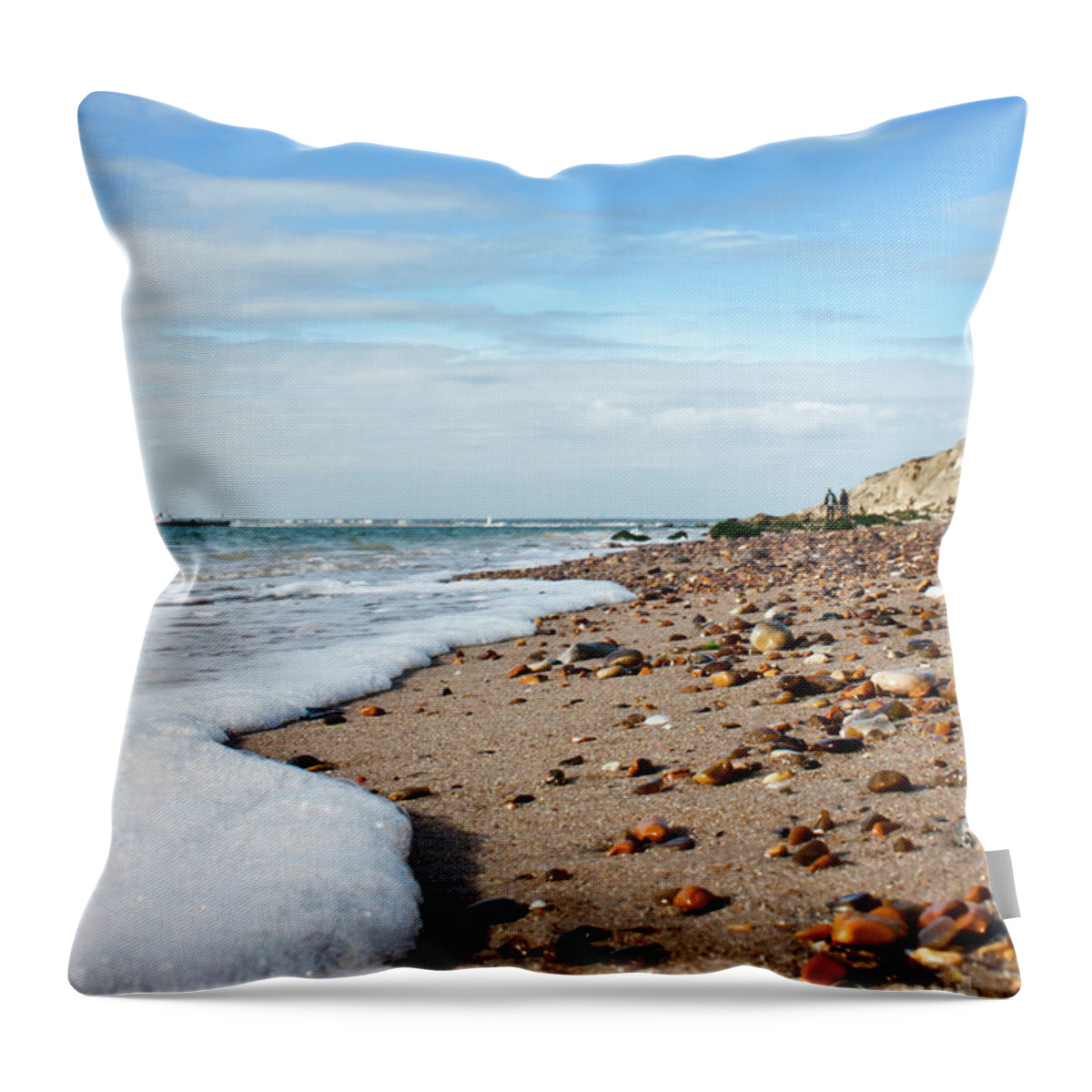 Beach Throw Pillow featuring the photograph Beachcombing by Terri Waters
