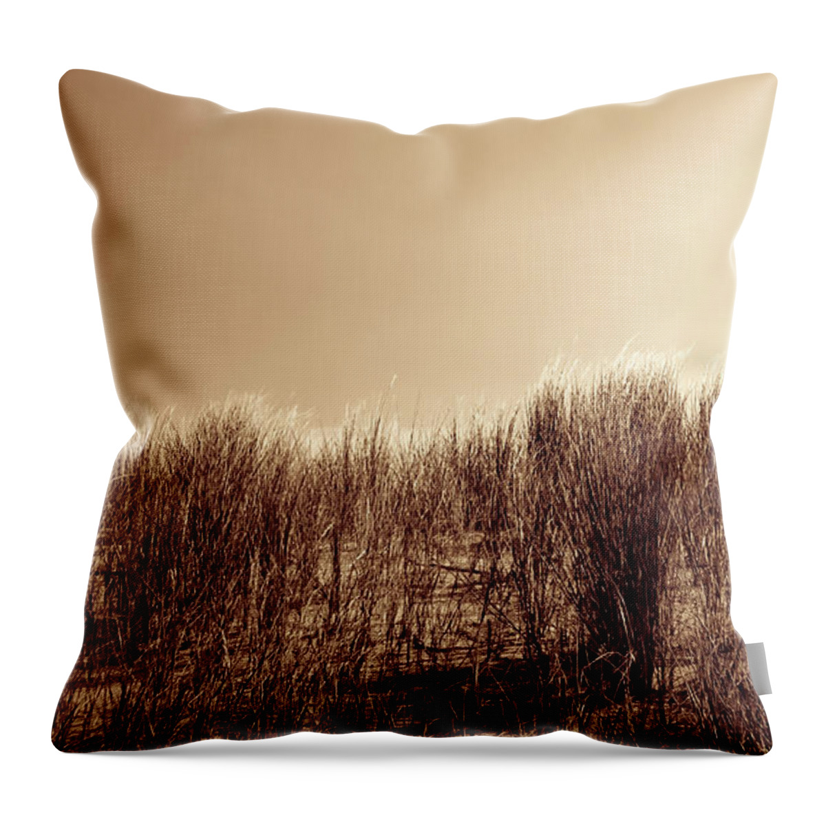 Beachgrass Throw Pillow featuring the photograph Beachgrass in Sepia by Wim Lanclus