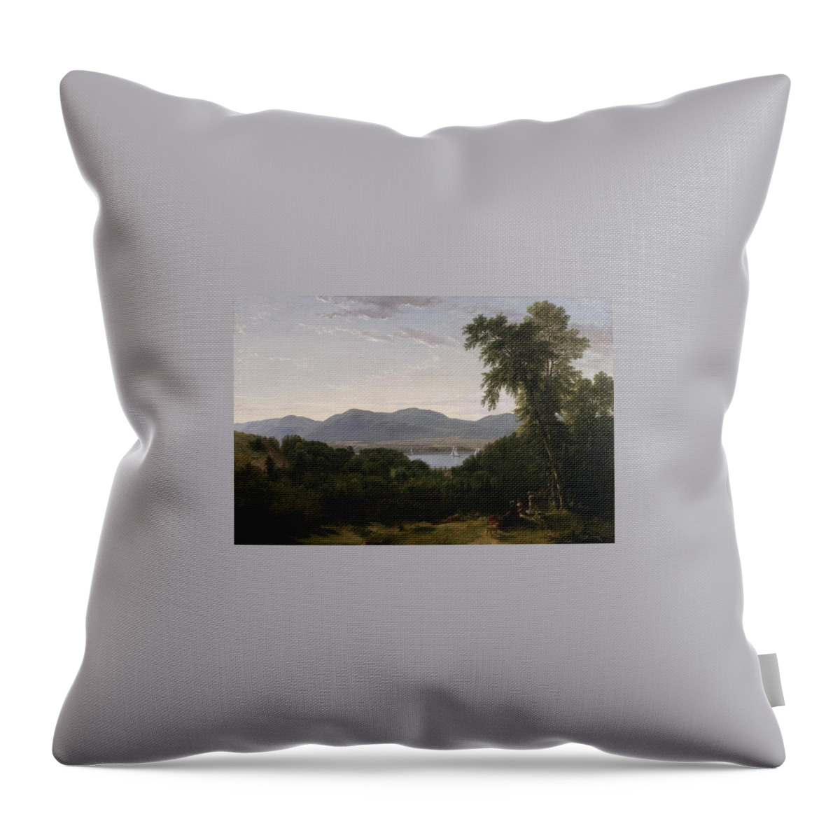 Asher B. Durand (1796-1886) Throw Pillow featuring the painting Beacon Hills from Newburgh by Durand