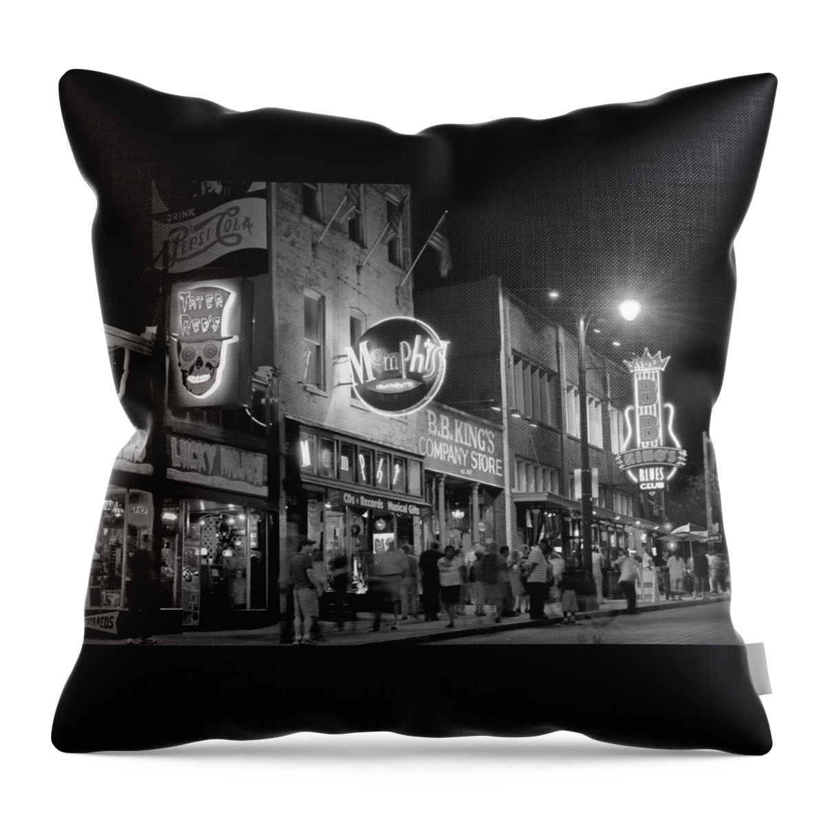 Beale Throw Pillow featuring the photograph Beale Street in Black and White 54 by James C Richardson